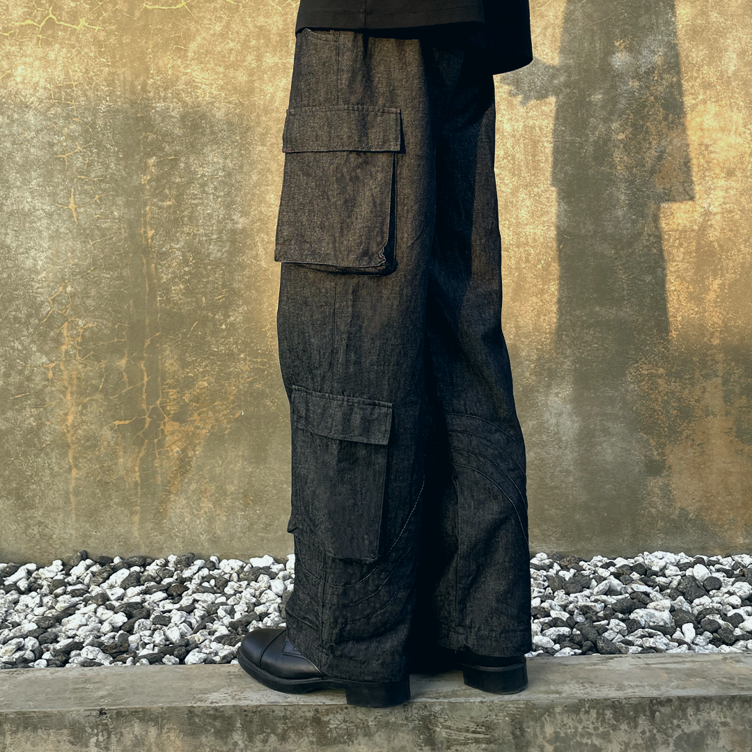 Denim Multi Pocket Cargo Pants