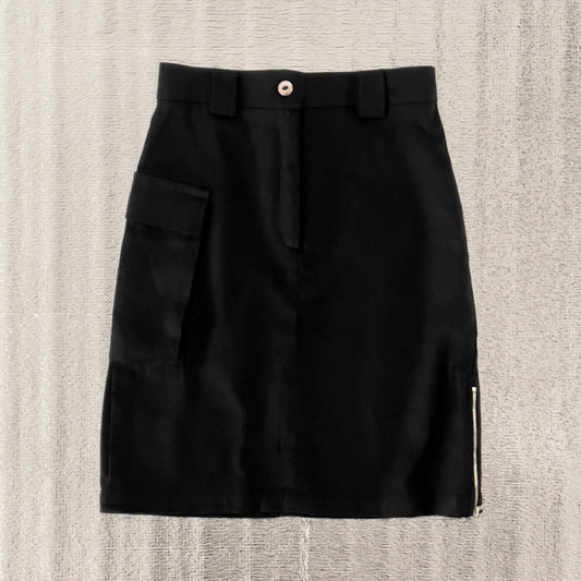 Flared Utility Cargo Skirt - Black