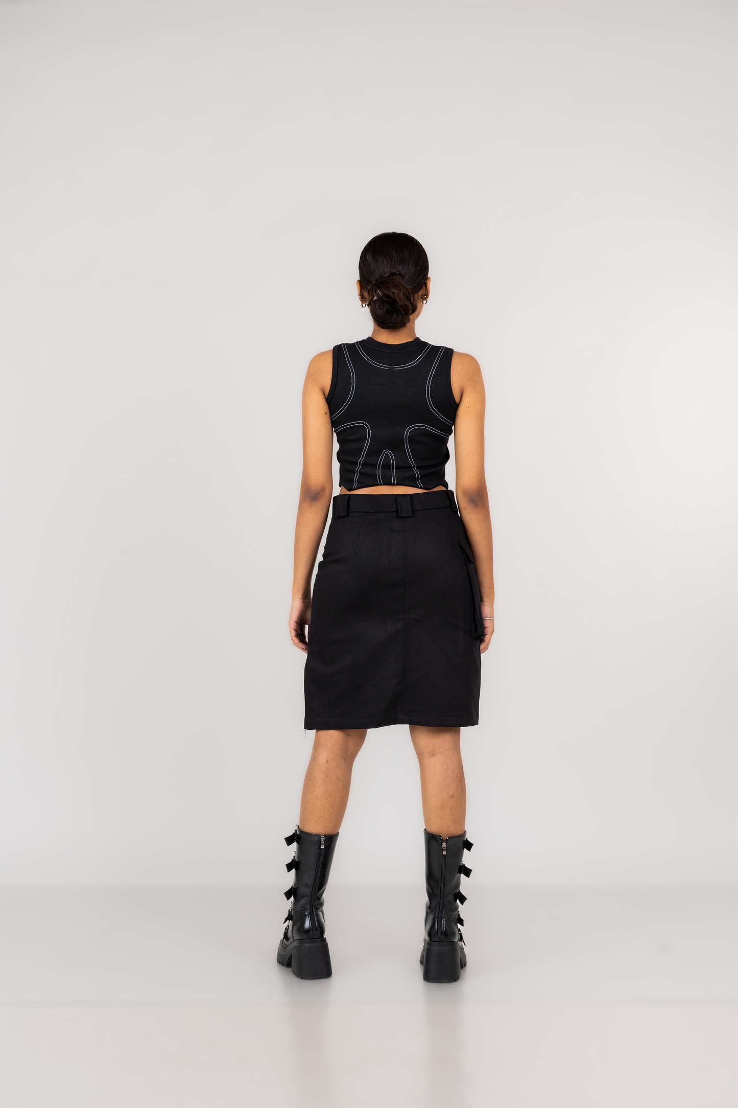 Flared Utility Cargo Skirt - Black