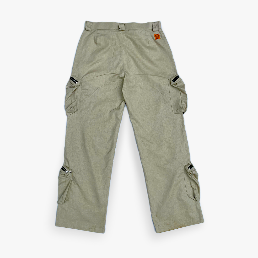 Multi Pocket Linen Cargo Pants